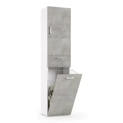 Armadio cemento e bianco con cassetto 45x195h cm - Aryanne
