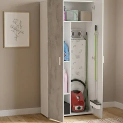 Armadio cemento e bianco cucina 80x182h cm - Ashkita