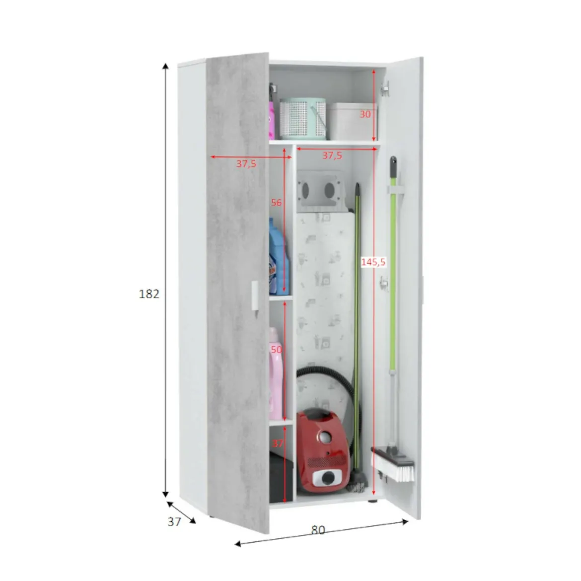 Armadio cemento e bianco cucina 80x182h cm - Ashkita