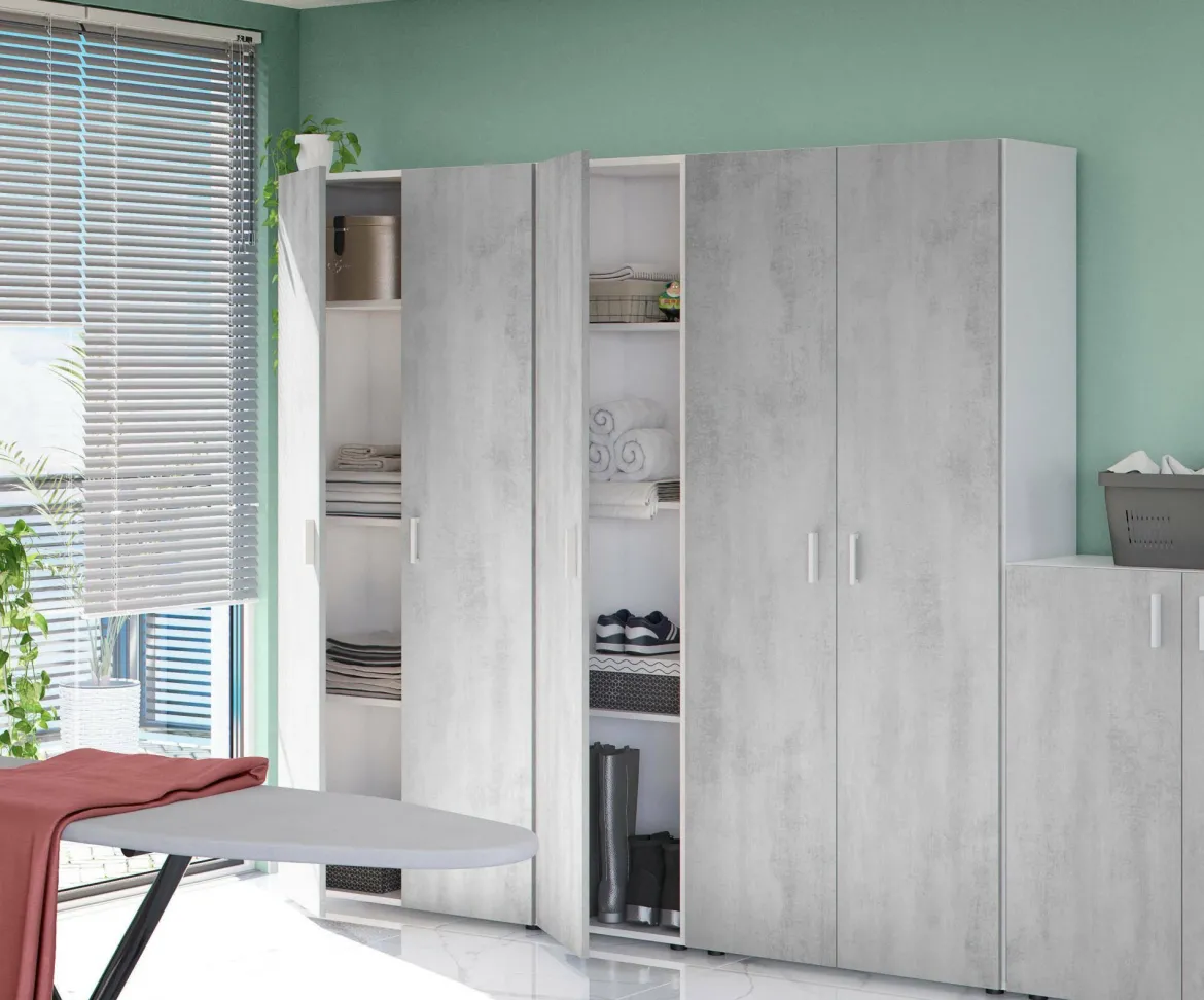 Armadio cemento e bianco cucina 80x182h cm - Ashkita
