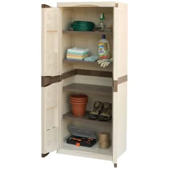 Armadio da esterno 2 ante beige e marrone 70x179h cm - Adenina