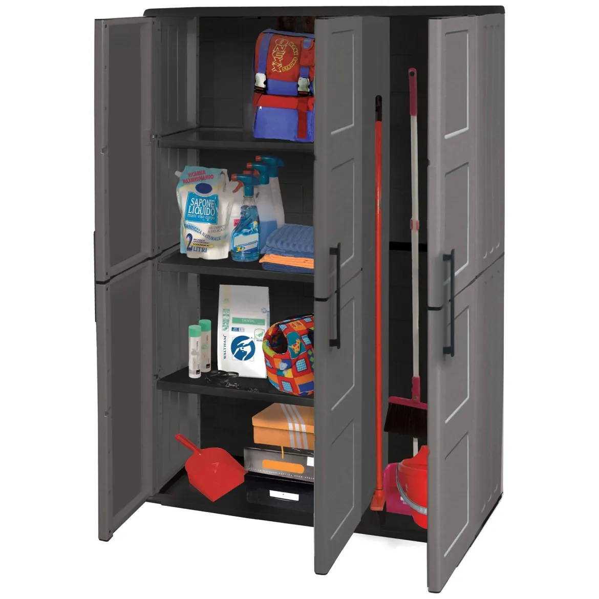 Armadio da esterno 3 ante grigio e nero 102x163h cm - Amordel
