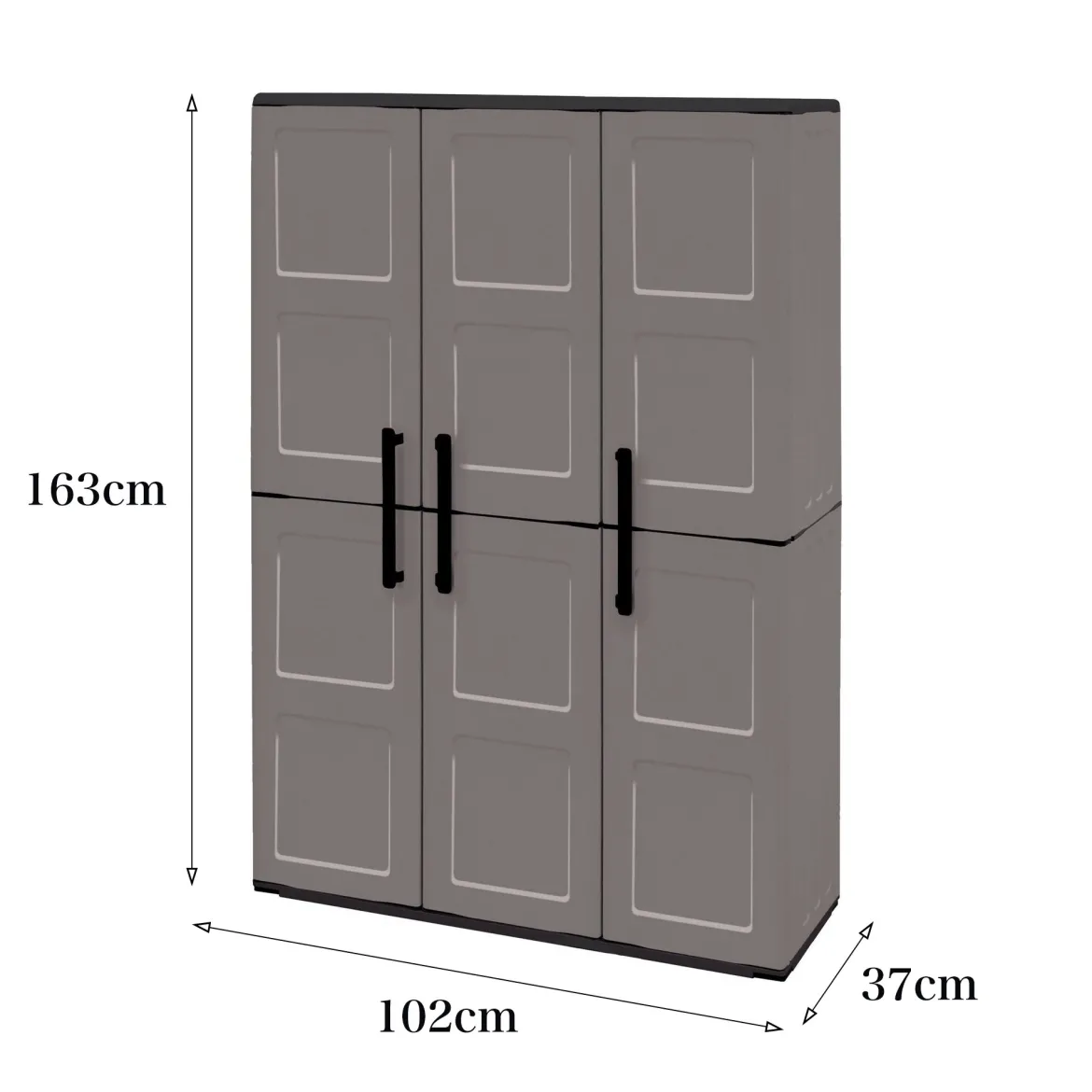 Armadio da esterno 3 ante grigio e nero 102x163h cm - Amordel