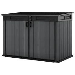 Armadio da Esterno Grigio Nero Cassetti 2 Ripiani 191x109x133h cm, Apertura Battente, a Ribalta - Litchfield