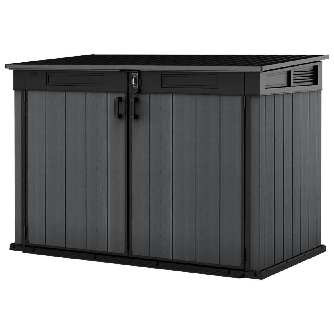 Armadio da Esterno Grigio Nero Cassetti 2 Ripiani 191x109x133h cm, Apertura Battente, a Ribalta - Litchfield