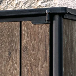 Armadio da Esterno Marrone Noce Nero Cassetti 2 Ripiani 140x74x170h cm, Apertura Battente - Langdon
