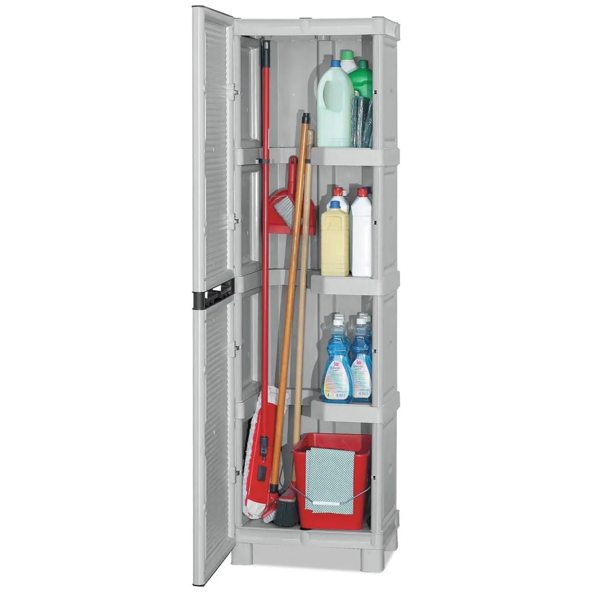 Armadio da Esterno Portascope Impermeabile 50x39x172h cm Grigio Chiaro in Resina Antiurto con 3 Ripiani Made in Italy – Achae