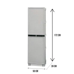 Armadio da Esterno Portascope Impermeabile 50x39x172h cm Grigio Chiaro in Resina Antiurto con 3 Ripiani Made in Italy – Achae
