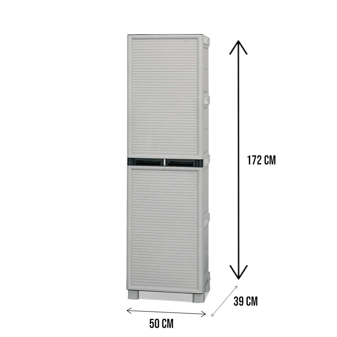 Armadio da Esterno Portascope Impermeabile 50x39x172h cm Grigio Chiaro in Resina Antiurto con 3 Ripiani Made in Italy – Achae