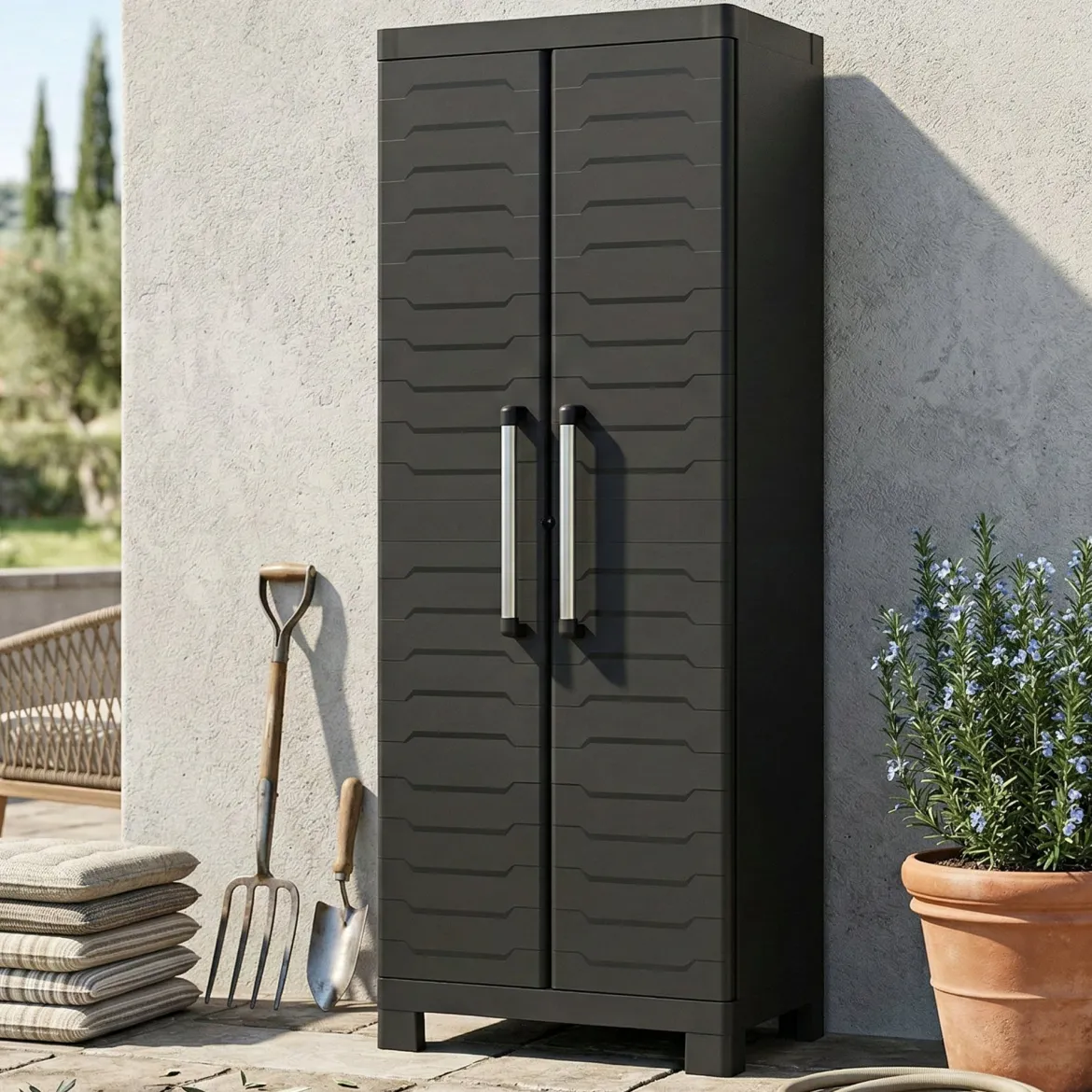 Armadio da esterno Terrebonne, 65x45 h182 cm, Nero