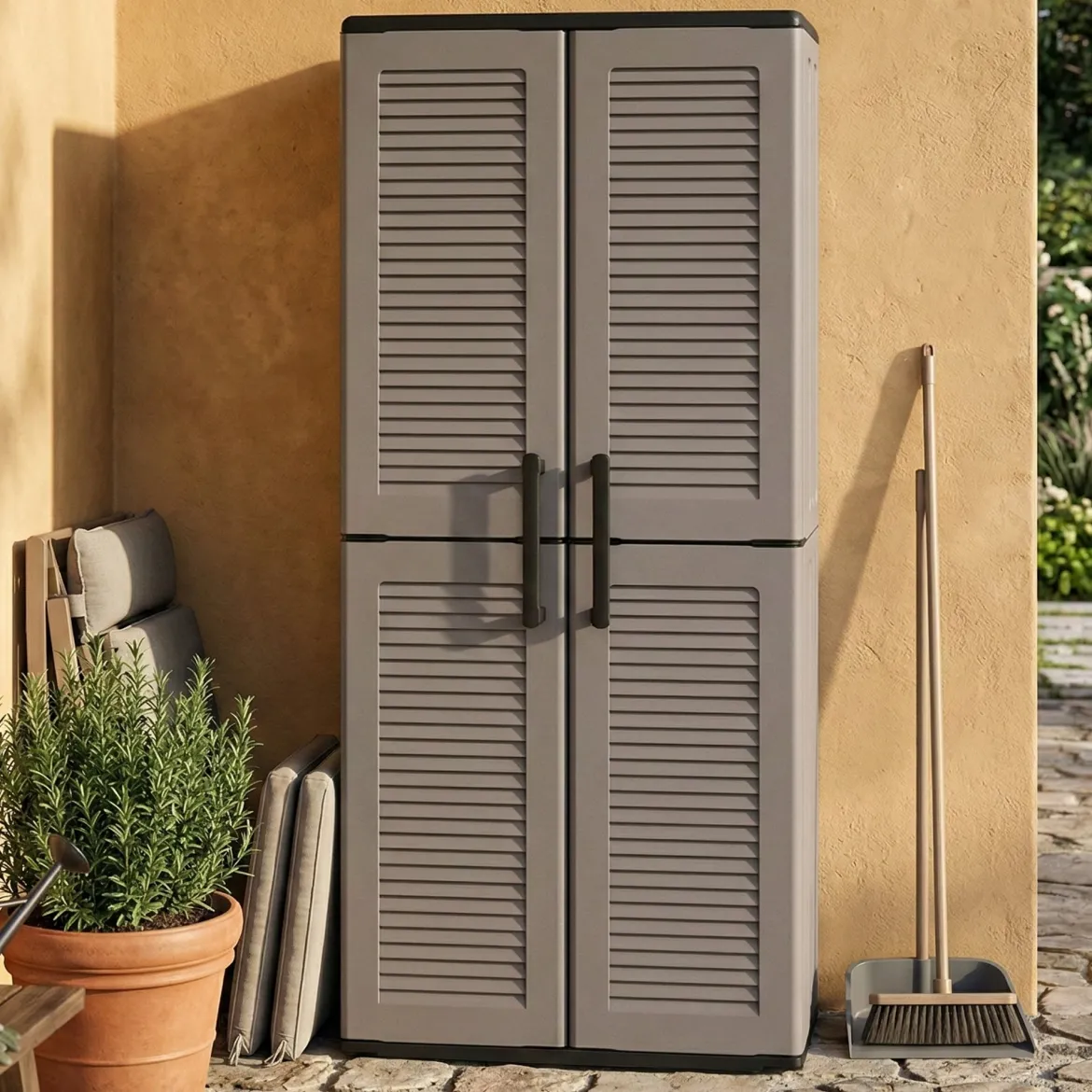 Armadio esterno 2 ante grigio e nero 68x163h cm - Arabel