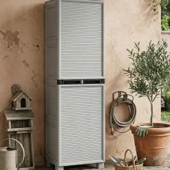 Armadio esterno grigio chiaro e nero 50x172h cm - Gervasia