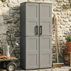 Armadio esterno ripiani regolabili grigio e nero 68x163h cm - Arabel
