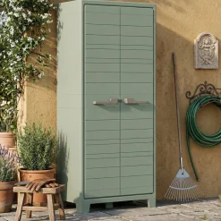 Armadio giardino 2 ante grigio e verde 80x182h cm - Quesnel
