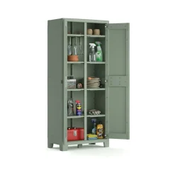 Armadio giardino 2 ante grigio e verde 80x182h cm - Quesnel