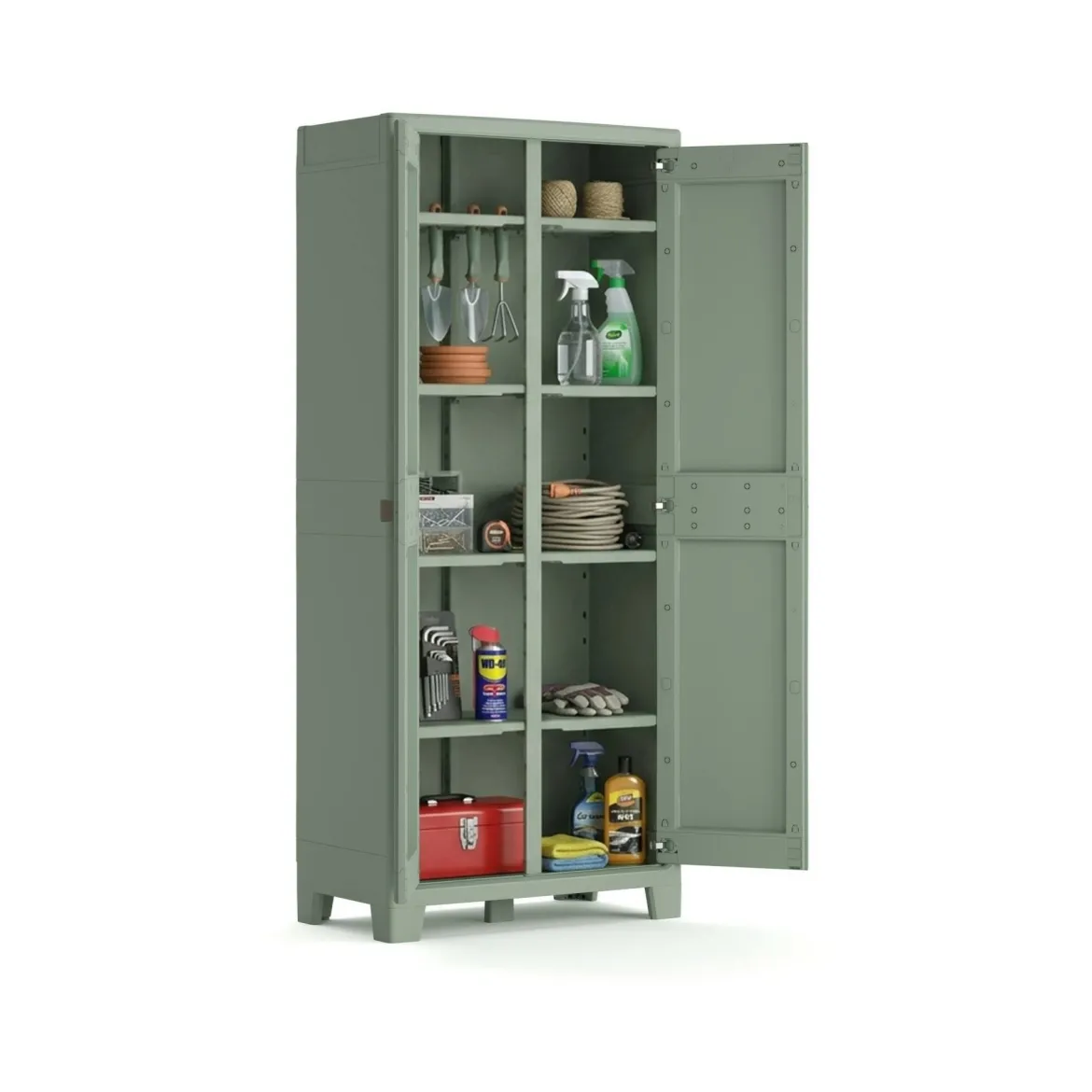 Armadio giardino 2 ante grigio e verde 80x182h cm - Quesnel