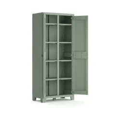 Armadio giardino 2 ante grigio e verde 80x182h cm - Quesnel