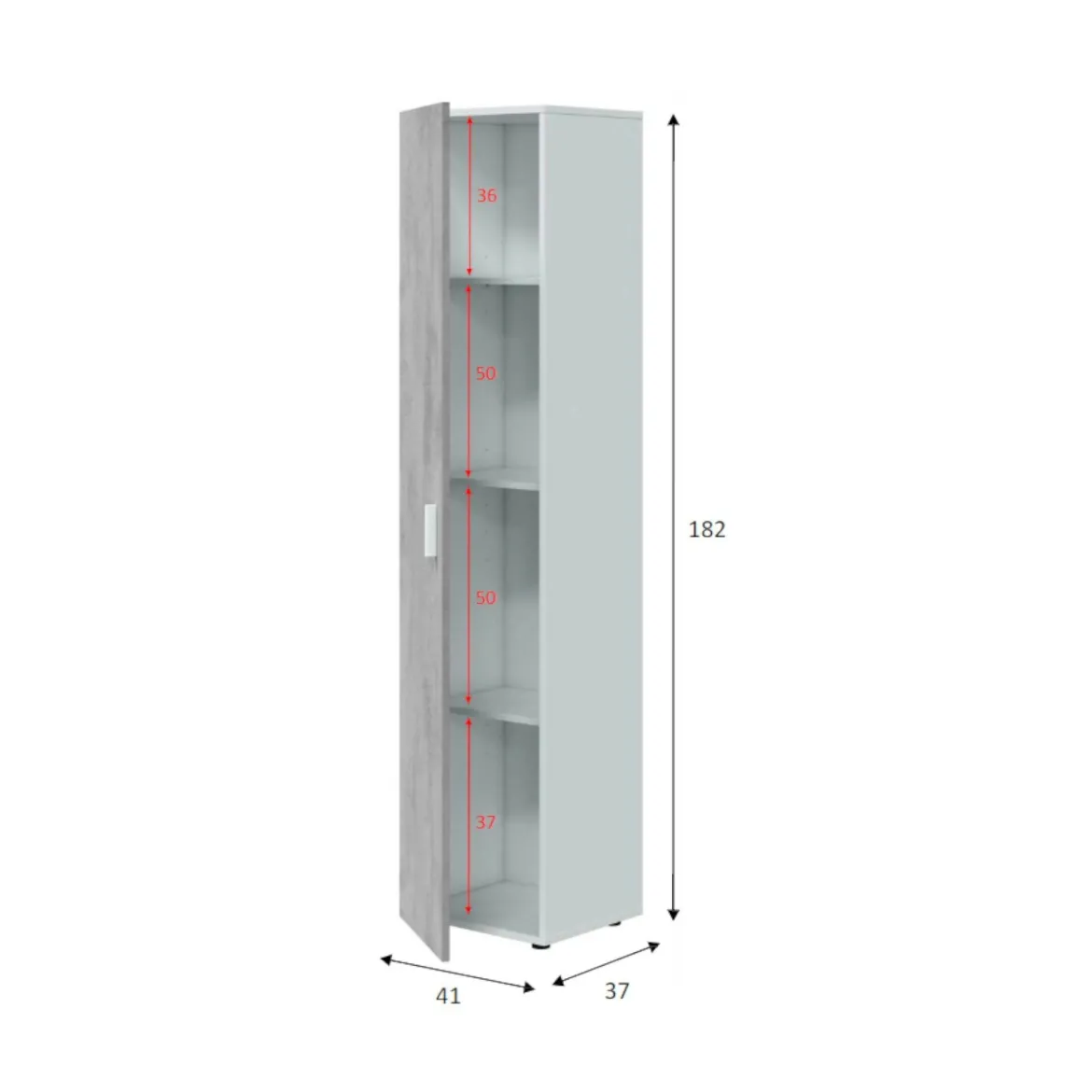 Armadio grigio e bianco slim 41x182h cm - Avlis
