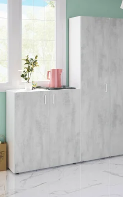 Armadio grigio e bianco slim 41x182h cm - Avlis