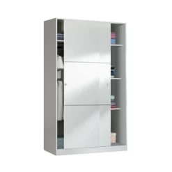 Armadio Guardaroba 2 Ante Scorrevoli 120x50x200h cm Bianco lucido Salvaspazio in Legno con Appendiabiti e 4 Ripiani Regolabili – Adrenalin