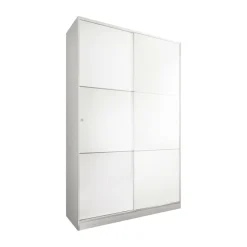 Armadio Guardaroba 2 Ante Scorrevoli 120x50x200h cm Bianco lucido Salvaspazio in Legno con Appendiabiti e 4 Ripiani Regolabili – Adrenalin