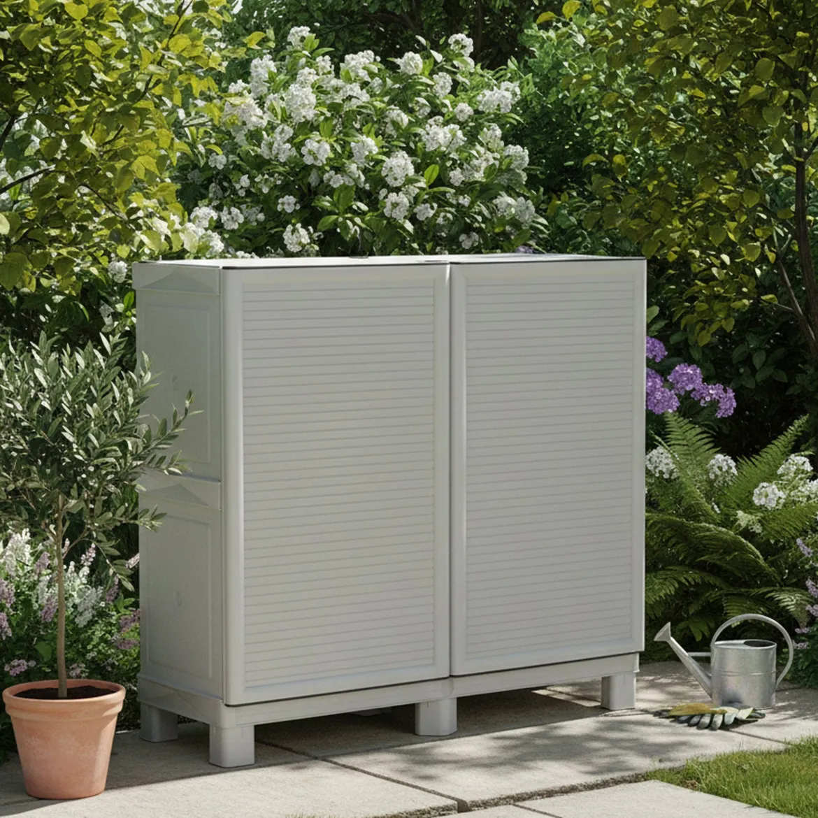 Armadio in plastica 2 ante grigio chiaro 35x172h cm - Achae