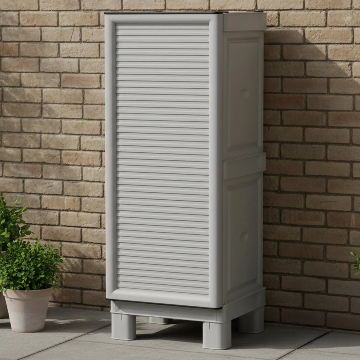Armadio in plastica 2 ante grigio chiaro 70x172h cm - Achae