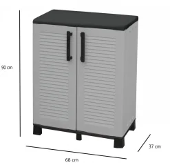Armadio in plastica 2 ante grigio e nero 68x163h cm - Akina
