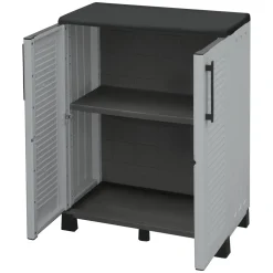 Armadio in plastica 2 ante grigio e nero 68x163h cm - Akina