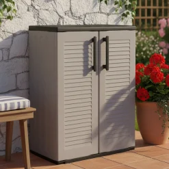 Armadio in plastica 2 ante grigio e nero 68x84h cm - Amordel