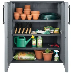 Armadio in plastica 2 ante grigio e nero 68x84h cm - Amordel