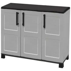 Armadio in plastica 3 ante grigio chiaro e nero 102x90h cm - Alaghesia