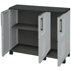 Armadio in plastica 3 ante grigio chiaro e nero 102x90h cm - Alaghesia