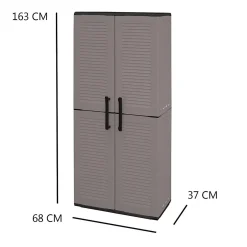 Armadio in plastica impermeabile grigio e nero 68x163h cm - Akina