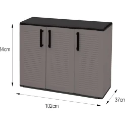 Armadio in plastica minimal 3 ante grigio e nero 102x84h cm - Aranka