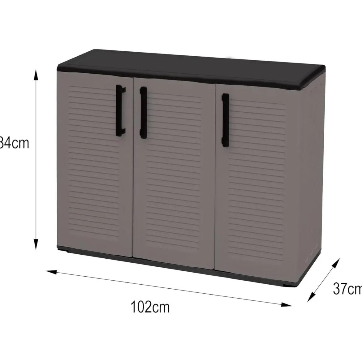 Armadio in plastica minimal 3 ante grigio e nero 102x84h cm - Aranka