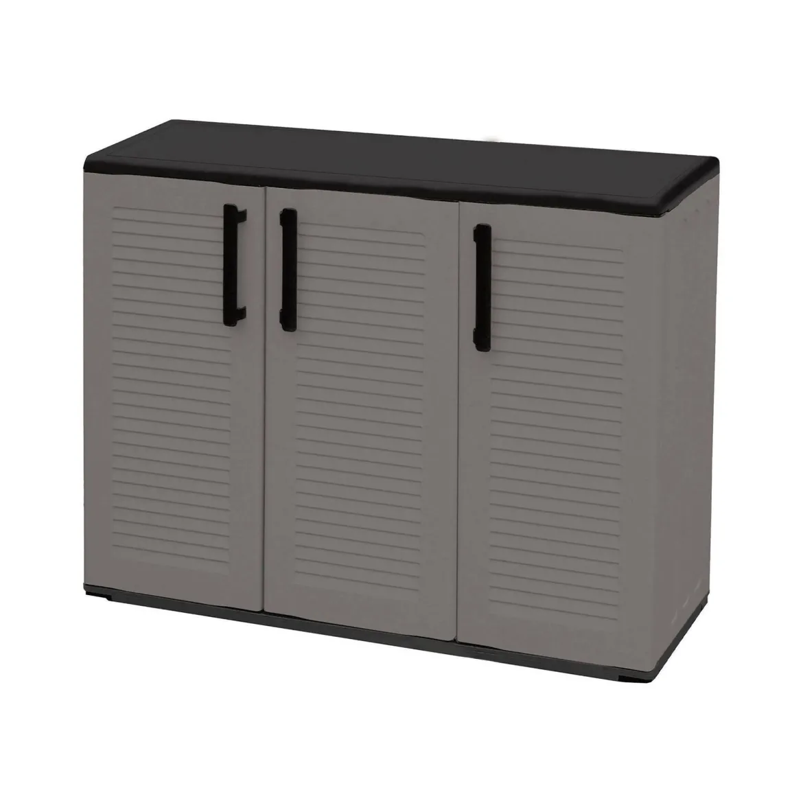 Armadio in plastica minimal 3 ante grigio e nero 102x84h cm - Aranka