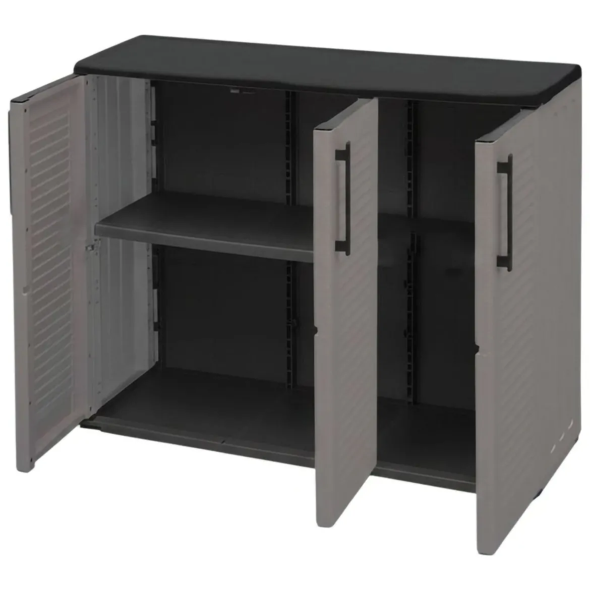 Armadio in plastica minimal 3 ante grigio e nero 102x84h cm - Aranka
