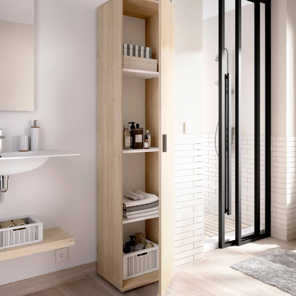 Armadio legno bagno 39x190h cm - Arrow