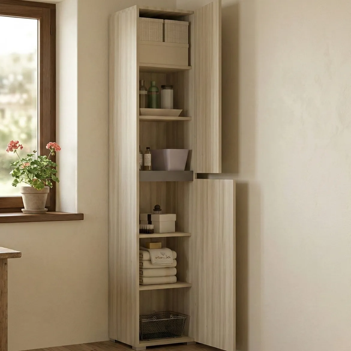 Armadio legno chiaro multiuso 45x195h cm - Daisuke