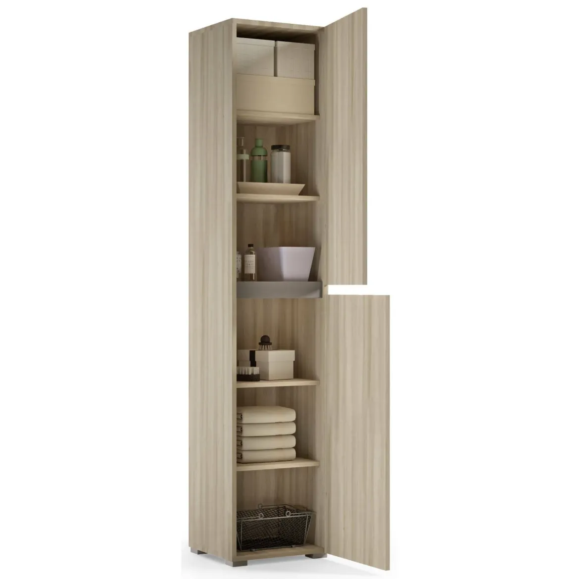 Armadio legno chiaro multiuso 45x195h cm - Daisuke