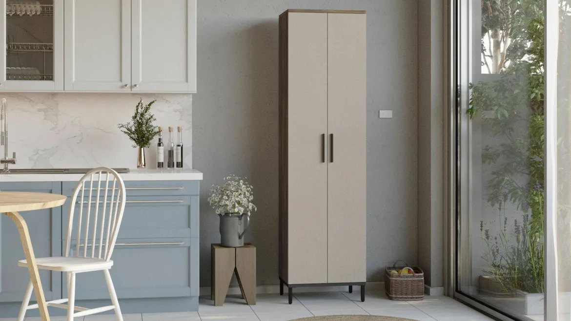 Armadio marrone e grigio salvaspazio 50x183h cm - Albizia