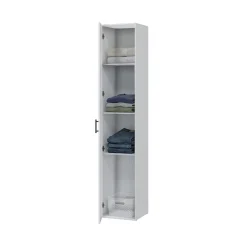Armadio Multiuso 1 Anta Bianco 2 Ripiani Apertura Battente 41x206h cm, Un'anta - Crucoli