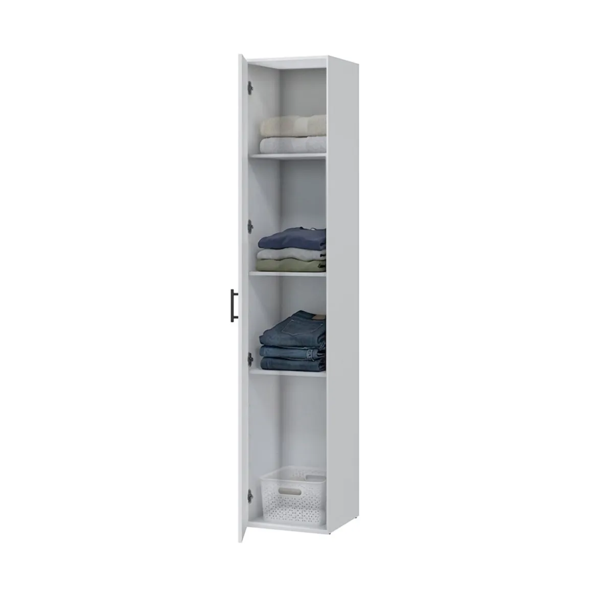 Armadio Multiuso 1 Anta Bianco 2 Ripiani Apertura Battente 41x206h cm, Un'anta - Crucoli