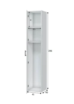 Armadio Multiuso 1 Anta Bianco 2 Ripiani Apertura Battente 41x206h cm, Un'anta - Crucoli