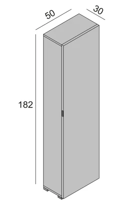 Armadio Multiuso 1 Anta Bianco Beige 7 Ripiani Un'anta 50x182h cm, Apertura Battente - Cansano