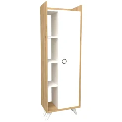 Armadio Multiuso 1 Anta Marrone Rovere Nero Antracite 5 Ripiani Un'anta 60x81h cm, 5 Vani - Fornelli