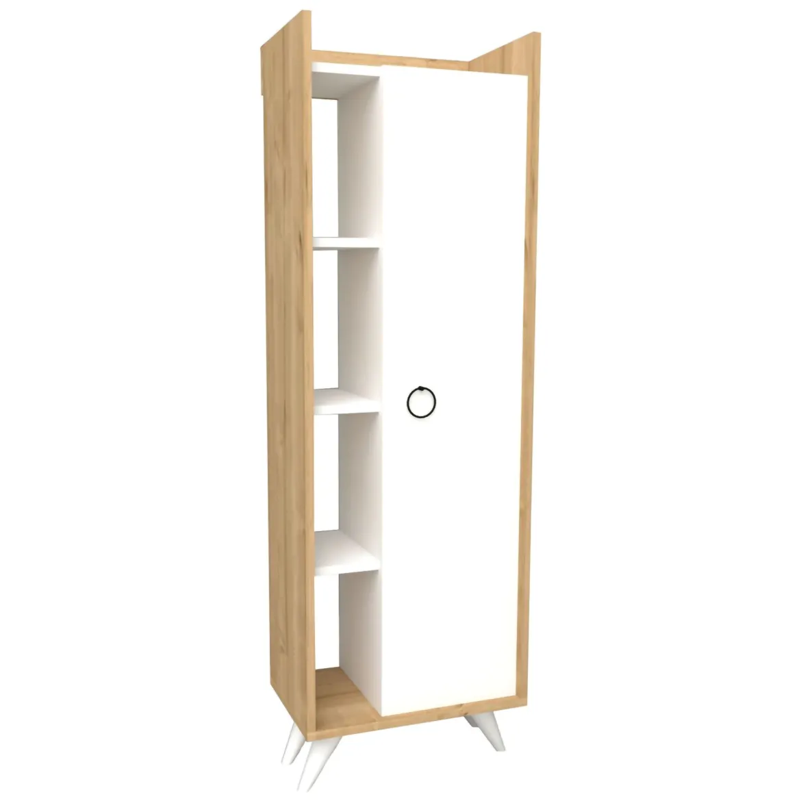 Armadio Multiuso 1 Anta Marrone Rovere Nero Antracite 5 Ripiani Un'anta 60x81h cm, 5 Vani - Fornelli