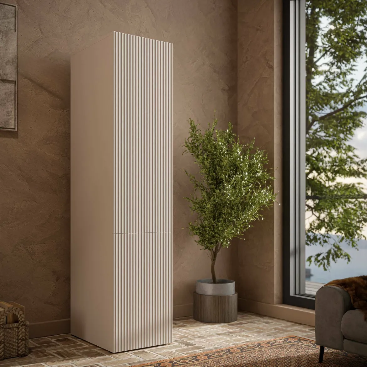 Armadio multiuso 1 anta Treville, 45x56 h199 cm, Beige