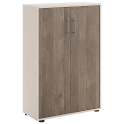 Armadio Multiuso 2 Ante Beige Marrone Noce 2 Ripiani 2 Ante 79x118h cm, 3 Vani - Parabita